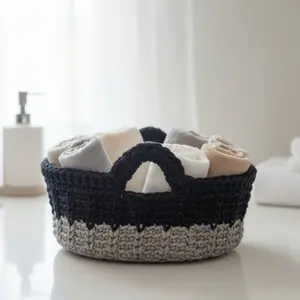 Handmade Oval Crocheted Storage Basket - 10x6 in Macrame Cord & Wooden Home Organizer, Ideal for Home Supplies, Gifting