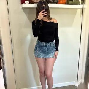 Denim rhinestone skirt
