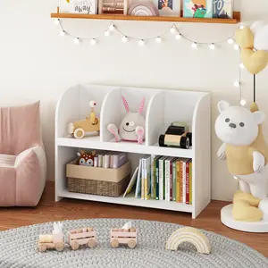 Kids Bookcase with 4 Compartments Storage Shelf Toy Organizer