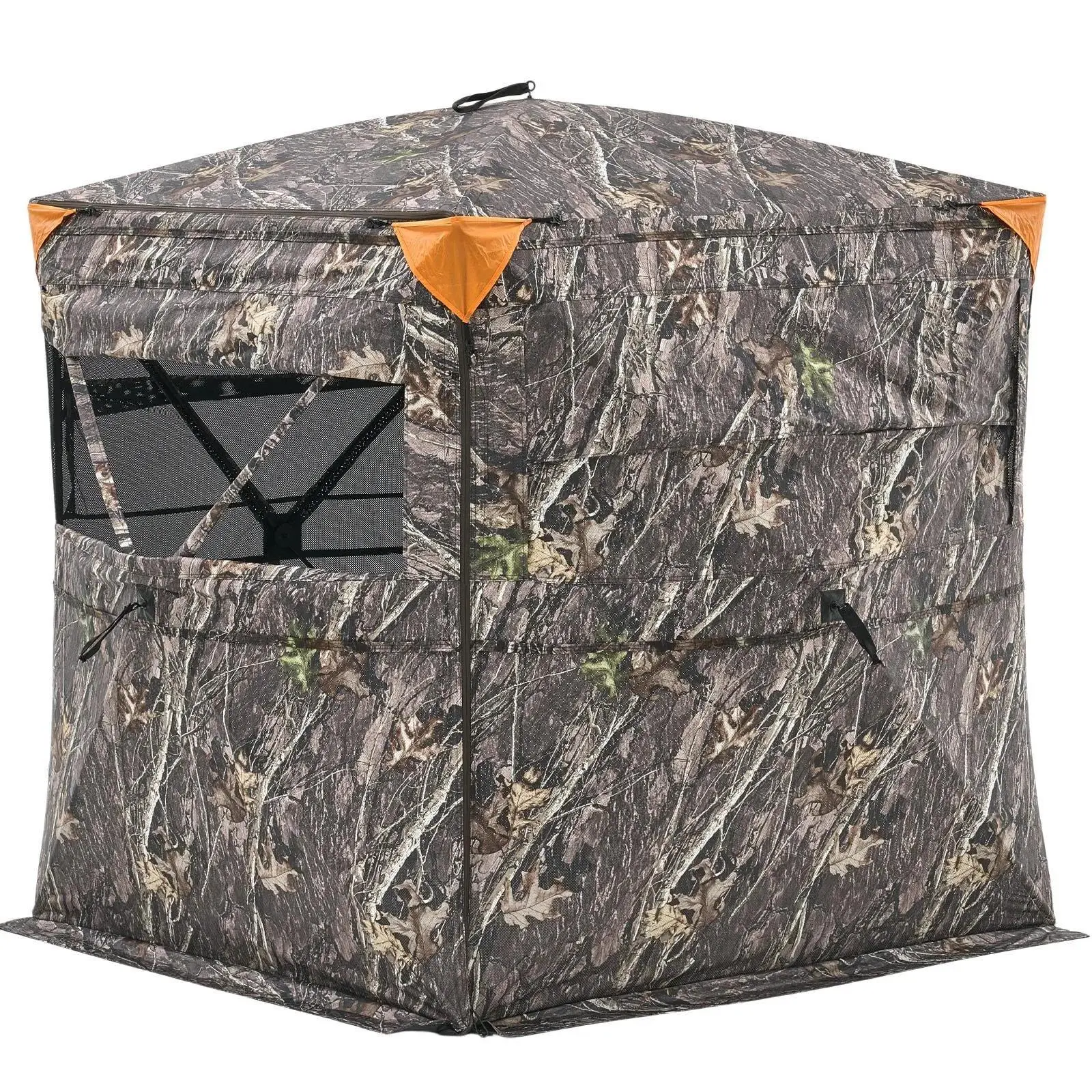 【Backtoschool】VEVOR Fiberglass Hunting Blind, 2-3 People See-Through Portable Camouflage Tent with Carrying Bag, 360-Degree Waterproof Fabric Shelter, Silent Entry Side Door & Window for Turkey Hunting
