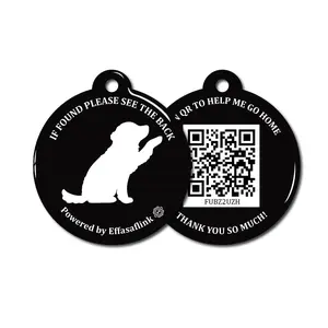 RFID 134.2Khz & QR Code Pet ID Tag, Collar Tag, Dual Function - Scan QR for Helping Lost Pets Go Home, Replace RFID Microchip for Smart Auto Pet Door and Feeder
