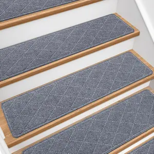 Stair Treads for Wooden Steps 15 count - 8 x 30, Non Slip Stair Runner, Machine Washable Stair Rugs Strips for  Pets and , Indoor Carpet for Stairs (Grey)