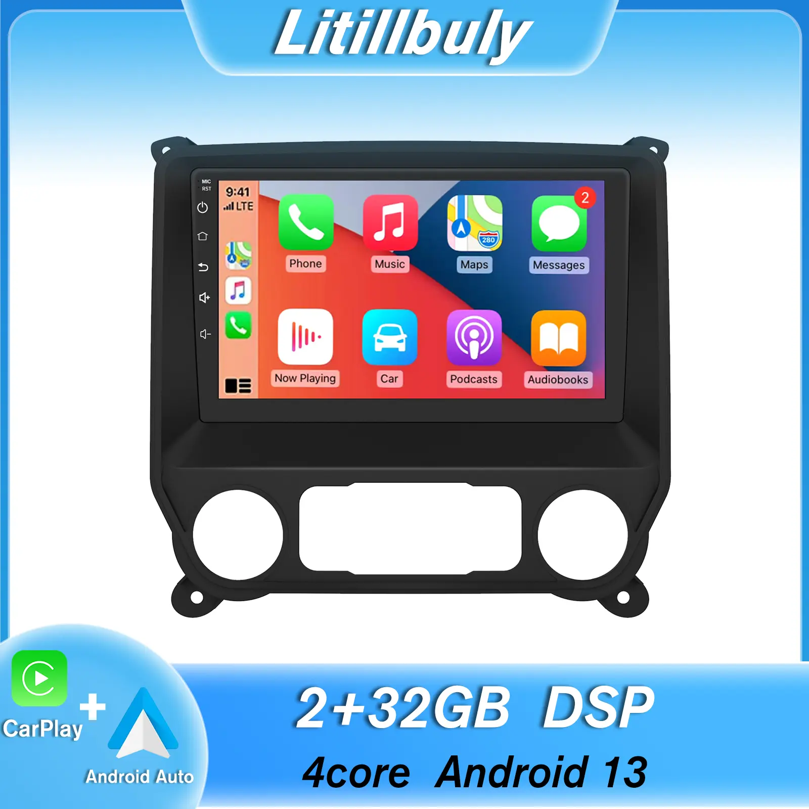 Car Stereo for Chevy Silverado GMC Sierra 2014-2018 touch screen has Android Auto Wireless Carplay, Bluetooth WIFI supports GPS Navigation (With Bose system, you need to purchase an additional fiber optic box! ! !）