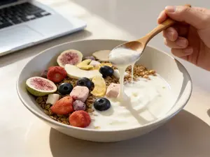 Latte Flavor Granola with YUMMY Crunchy Freeze-Dried Fruits-6 Packs,12 kinds of Delicious Dried Fruits, Strawberries, Figs, Blueberries, Mangos, Peaches, Apples,  almonds, Coconut Flakes, Dried Yogurt Bites⋯⋯