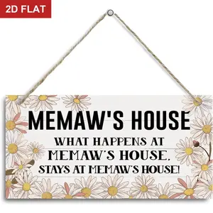 Memaw's House Sign, Memaw Home Decor Gift, Gift for Mom, Decorative Hanging Wall Plaque Wood Sign, Wall Decor Art, Farmhouse Decor for Living Room, Memaw Gift for Mother's Day Birthday Christmas, Welcome Sign 11.8x5.9 In