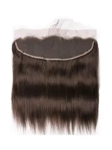 13X4 Transparent Lace Frontal Closure Dark Brown #2 Straight Texture Ear To Ear Lace Frontal Closure Free Part  Pre-Plucked with Baby Hair Invisible Lace Closure For Women