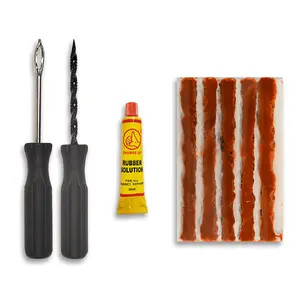 Stop & Go 76002 - 8-Piece Tubeless Tire Repair Kit with (5) Rope Plugs & Rubber Cement for Punctures and Flats on Motorcycle, ATV, Car, Truck, Trailer