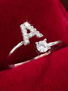 Fashionable 26-Letter Initial Rings Women's Decorative Anniversary Ring Adjustable open design Stylish jewelry accessory for women and girls Perfect for anniversaries, weddings, parties, and everyday wear
