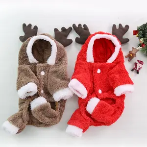 Autumn Winter Dog Four-Leg Thickened Fleece Warm Button Dog Pet Cat Clothes Cat Supplies Teddy