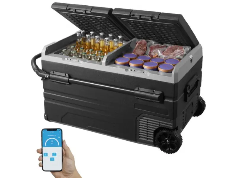 Vevor GLCZBXX115LSLAGFHV1 115L Dual Zone Portable Car Refrigerator-Freezer with Handle, Compressor Refrigerator for Household Use, With Handle Refrigerators