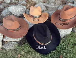 Premium Suede Cowboy Hat XL - Adjustable Style Hat for Men & Women 60-61cm Size with 10cm Brim & 12cm Height