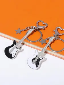 Heart Buckle Small Star Guitar Bag Charm, Cool Electric Guitar Accessory, Music Lover Gift, Car Keychain Decoration, Cool Keychains