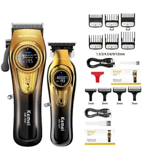 High-Speed Hair Clipper Km-1677, USB Digital Display, High Power, Ceramic Blade, Professional Electric Trimmer, Family Use