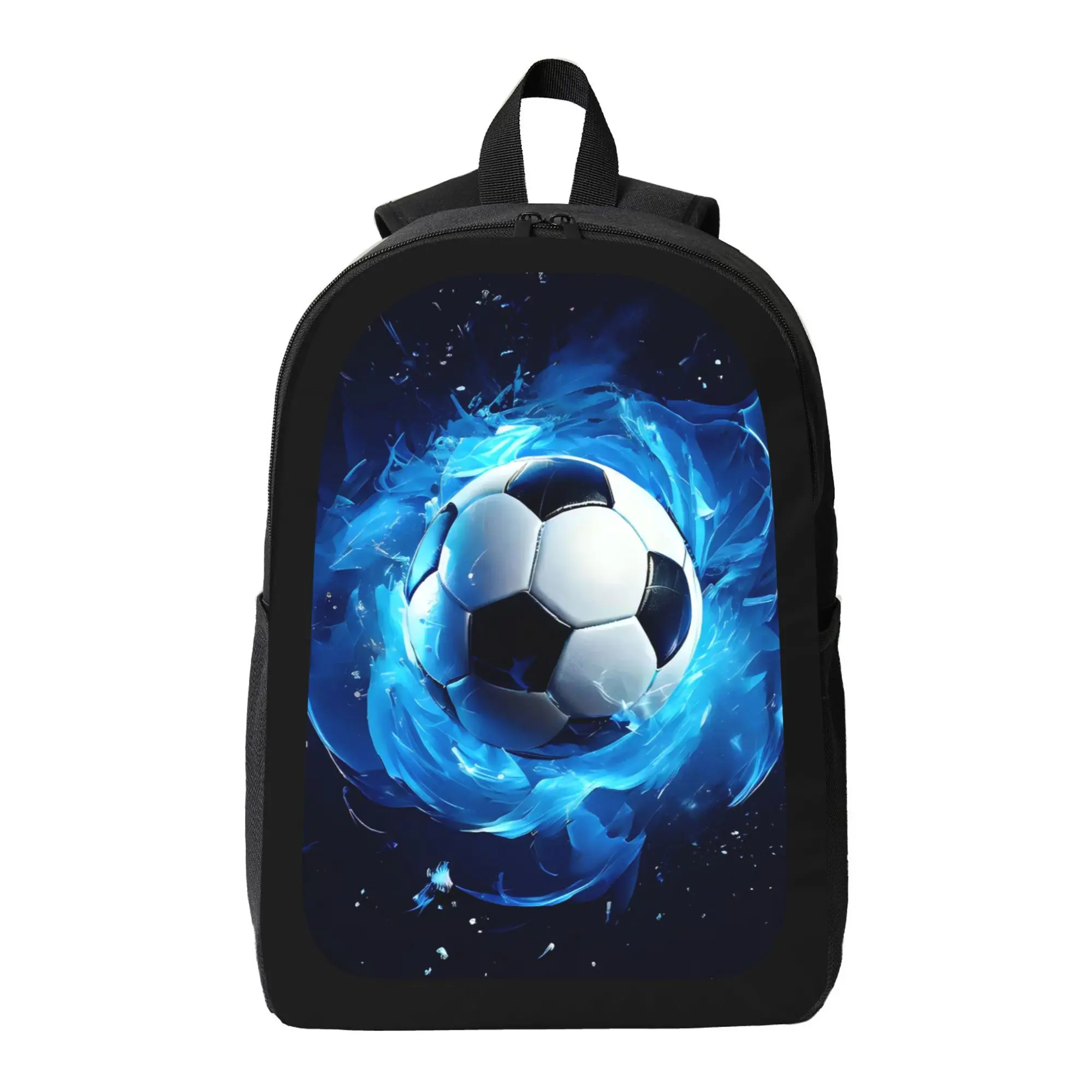 Soccer Ball Backpack with Soccer Ball Graphic - Lightweight Large Capacity School Bag, Adjustable Shoulder Straps, Zipper Closure - Soccer-Themed Backpack for Boys & Girls, Durable Bookbag for School, Travel, Sports - Easy-Clean Design, Soccer Backpack, T
