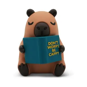 Capybara Reading Figurine  Cute Animal Book Decor  Bookshelf Desk Decor