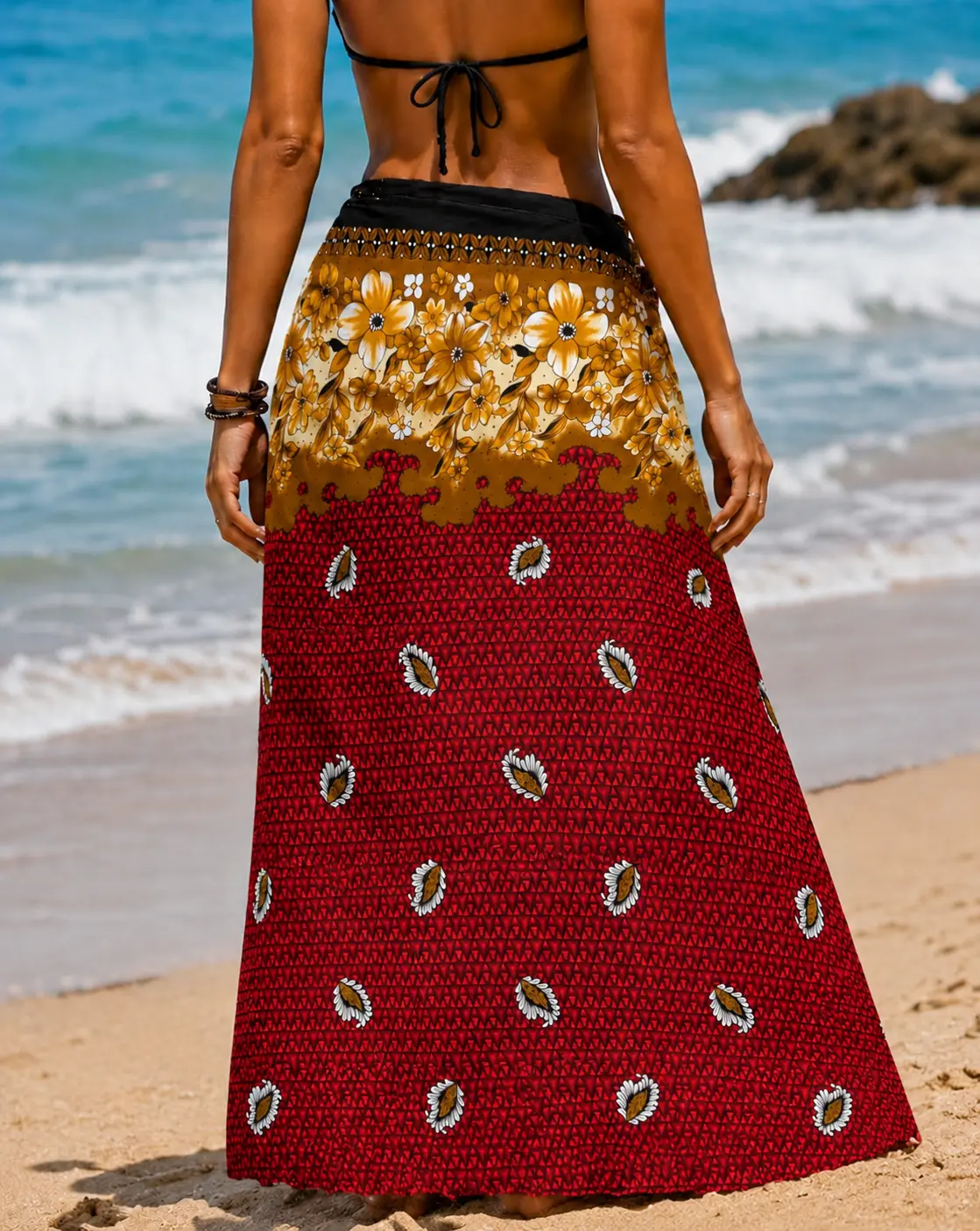 Scenic Print Sarong for Women, Modest Bali Style Beach Cover-Up, Versatile and Size-Ready for Prayer or Casual Outings, Female, Stylish