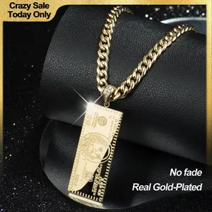 “Stack It Up” Statement Necklace | 14K Gold Plated Money Design, Bling Connector, 24” Heavy Cuban, Ultimate Streetwear Jewellery Gift