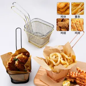Mini Fried Basket Stainless Steel French Fries Rack Food Snack Basket French Fry Square Basket