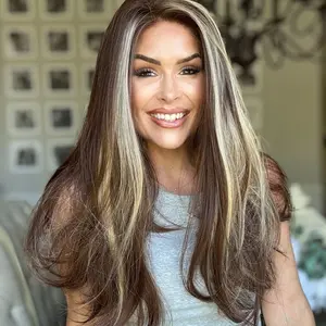IMstyle Tammy brunette with golden highlight free parting lace front wigs
