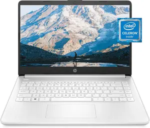 HP 14" HD Display Laptop, Intel Celeron N4500, 4GB ram, 64GB eMMC, Intel UHD Graphics, Wi-Fi 6, 720p HD Camera, Media Card Reader, Win 11S, White