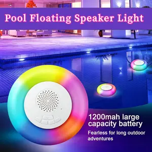 IPX7 Waterproof Floating Bluetooth Speaker with RGB Lights, TWS Stereo, Hands-Free Calls for Pool, Shower, Beach