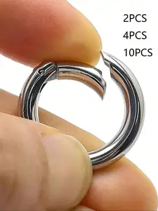 Silver Color Zinc Alloy Spring Buckle, DIY Keychain Connector Ring, Backpack Accessory, Versatile Round Snap Button for Bags, Keychain Attachment