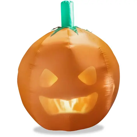 MINDSCOPE ANIMAT3D Jabbering Jack Pumpkin Inflatable Decoration - 5ft+ Traditional Horror Outdoor Halloween Decor, Built-in Short-Throw Projector, Speaker, LED Lantern, 70-Minute Fun Animations, Weatherproof Easy Plug'n Play Install