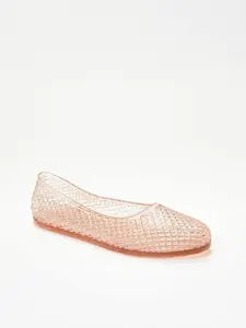 JUST FAB Women's Jelly Ballet Flats - Slip-On, Grid Textured, Waterproof Footwear for Summer, Beach Use | Women's Casual Shoe