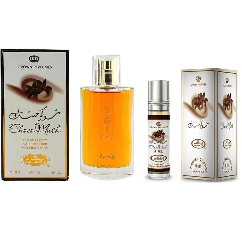 Choco Musk Unisex Eau de Parfum Multi-Pack (2 Pieces) - 50ml & 6ml EDP Spray Oil, Rich Chocolate Fragrance, Cacao Vanilla Perfume, Sweet Musky Layering Cologne, Sandalwood Amber Notes, Cruelty Free