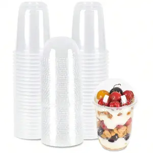 Clear Plastic Fruit Cup, 1 Box Disposable Dessert Cup, Cupcake, Parfaits, Puddings, Chilled Cold Beverages, Snacks, Fruits, Ice Creams