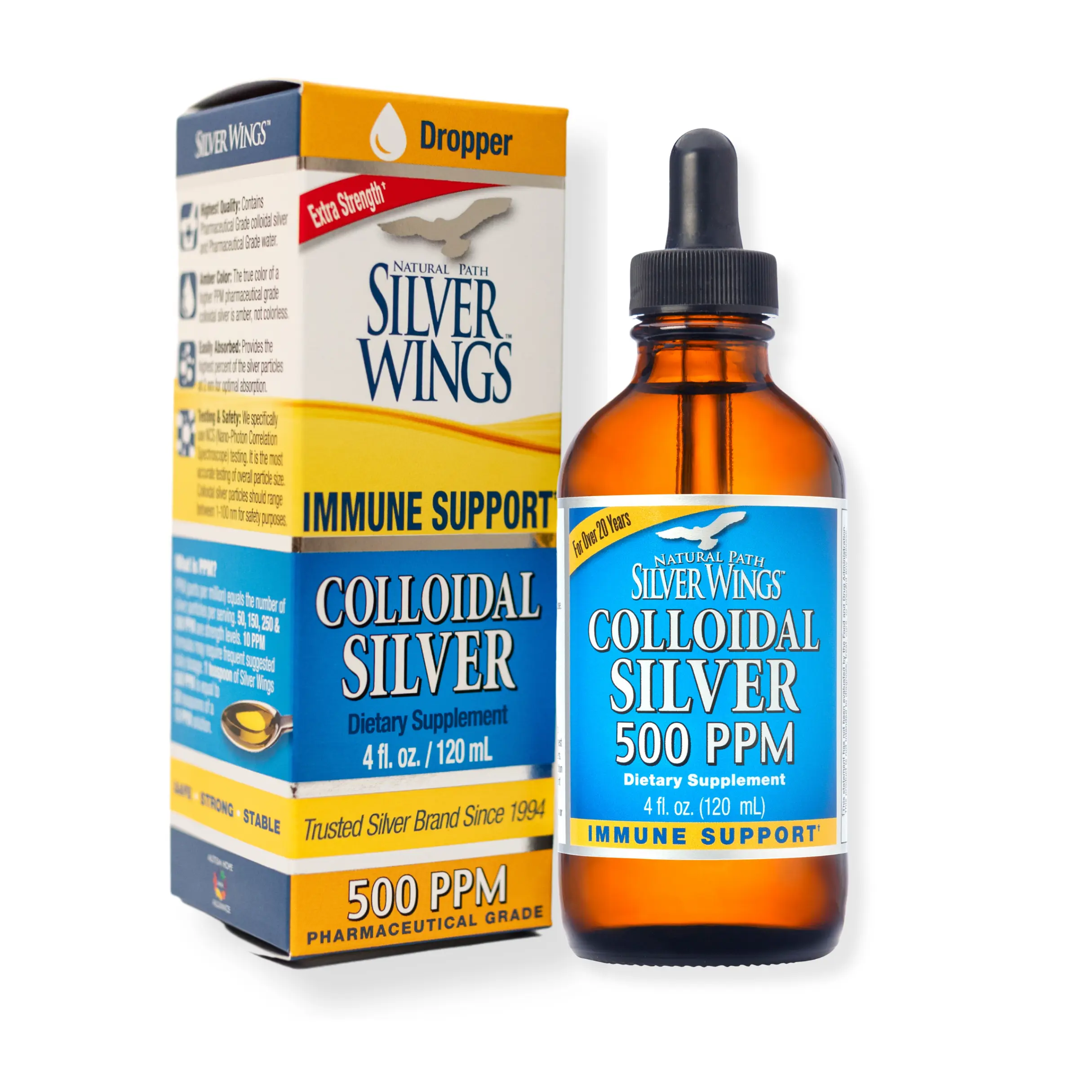 Natural Path Silver Wings 500ppm colloidal silver immune supplement 4oz