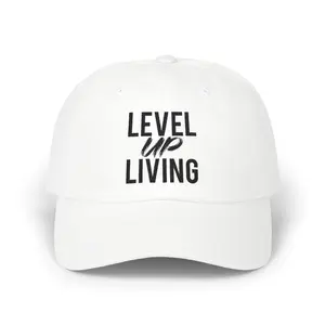 Level Up Living Dad Cap – Embroidered Motivational Baseball Hat (LUL)