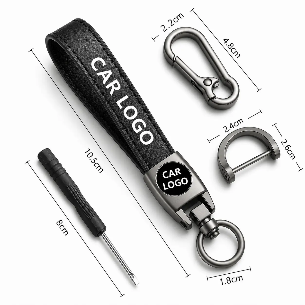 Genuine Leather Car Keychain for SUBARU，360° Swivel Key Holder with Detachable Clip and D-Ring, Keyring Lanyard Accessory, Gift for Men and Women