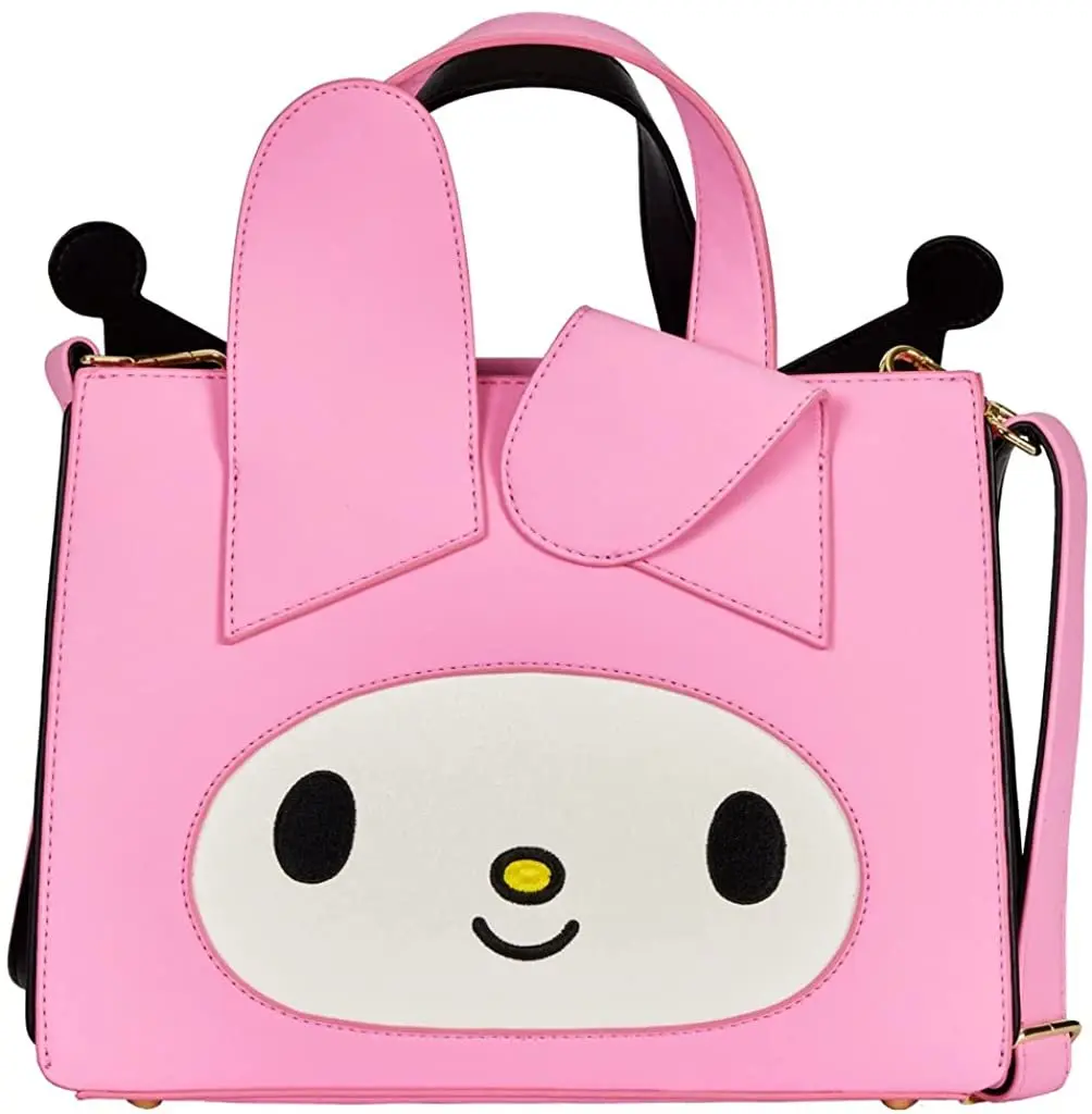Women's Loungefly Sanrio My Melody & Kuromi Reversible Faux Leather Embroidered Crossbody Purse - Stylish Crossbody Bags for Daily Use, Double-Sided, Embroidery, Casual Shoulder Purse