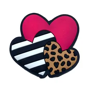 Pink Hearts Silicone Focal Beads for DIY Crafts and Jewelry Making - Heart Shape