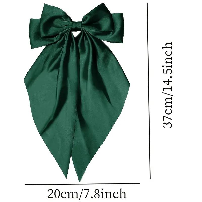 12PC Oversized Satin Hair Bows with Long Tail Ribbon French Barrettes for Women Girls Elegant Hair Accessories Bowknot Clips