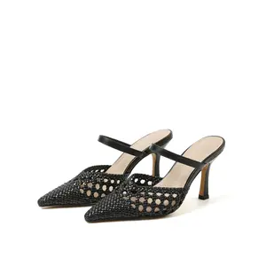 VIMISAOI Womens Kaline Sandals Breathable Pointed Toe Stiletto Heel Summer Sandals Slip On Bridal Wedding Party Evening Dress Trendy Shoes