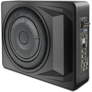 10 Inch 1200W Slim Under Seat Car Subwoofer with Built-in Amplifier - Powered Subwoofer for Car/Truck, High/Low Level Inputs, Remote Control, Enhanced Bass (14" L x 10.2" W x 3" H)
