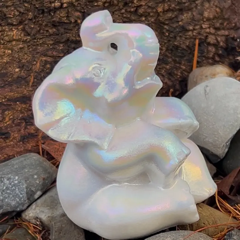 Aura Natural White Jade Elephant - White Jade Statue with Smooth Finish and Unique Design