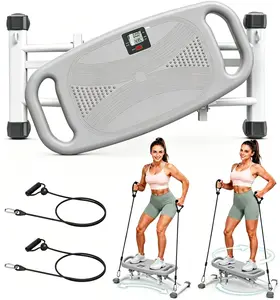 OCPTY 2-in-1 Ski Twister Machine, 7 Workout Modes for Full Body & Leg Training, Skiing + Twister Board Combo, Anti-Slip Steel Frame, 330 lbs Capacity, Compact Home Gym Equipment (Grey/Pink)