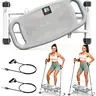 OCPTY 2-in-1 Ski Twister Machine, 7 Workout Modes for Full Body & Leg Training, Skiing + Twister Board Combo, Anti-Slip Steel Frame, 330 lbs Capacity, Compact Home Gym Equipment (Grey/Pink)