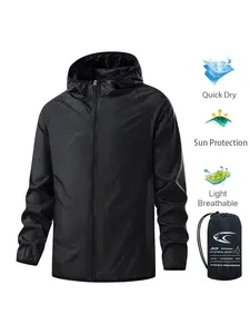 Unisex Summer UV Protection Jacket, Outdoor Hiking Camping Travel Sport Coat, Lightweight Quick Dry Packable Windbreaker with Pouch