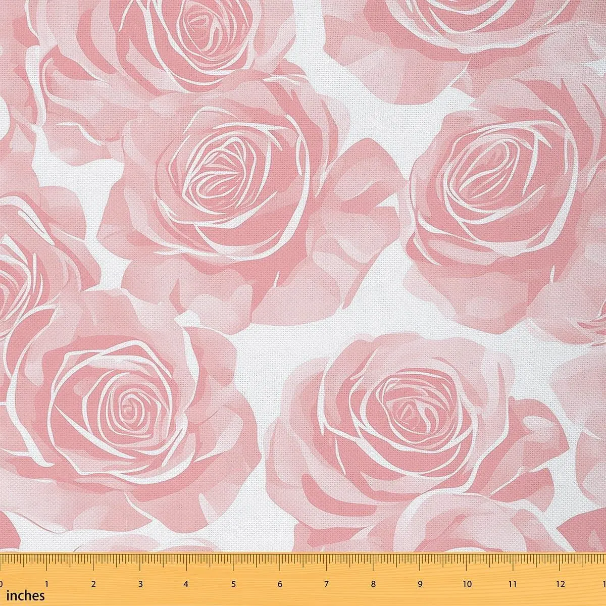 Blooming Flowers Fabric,Rose Flower Soft Flannel Polyester No Stretch Fabric,Watercolor Pink Floral Decor Women Crafts & Sewing Supplies