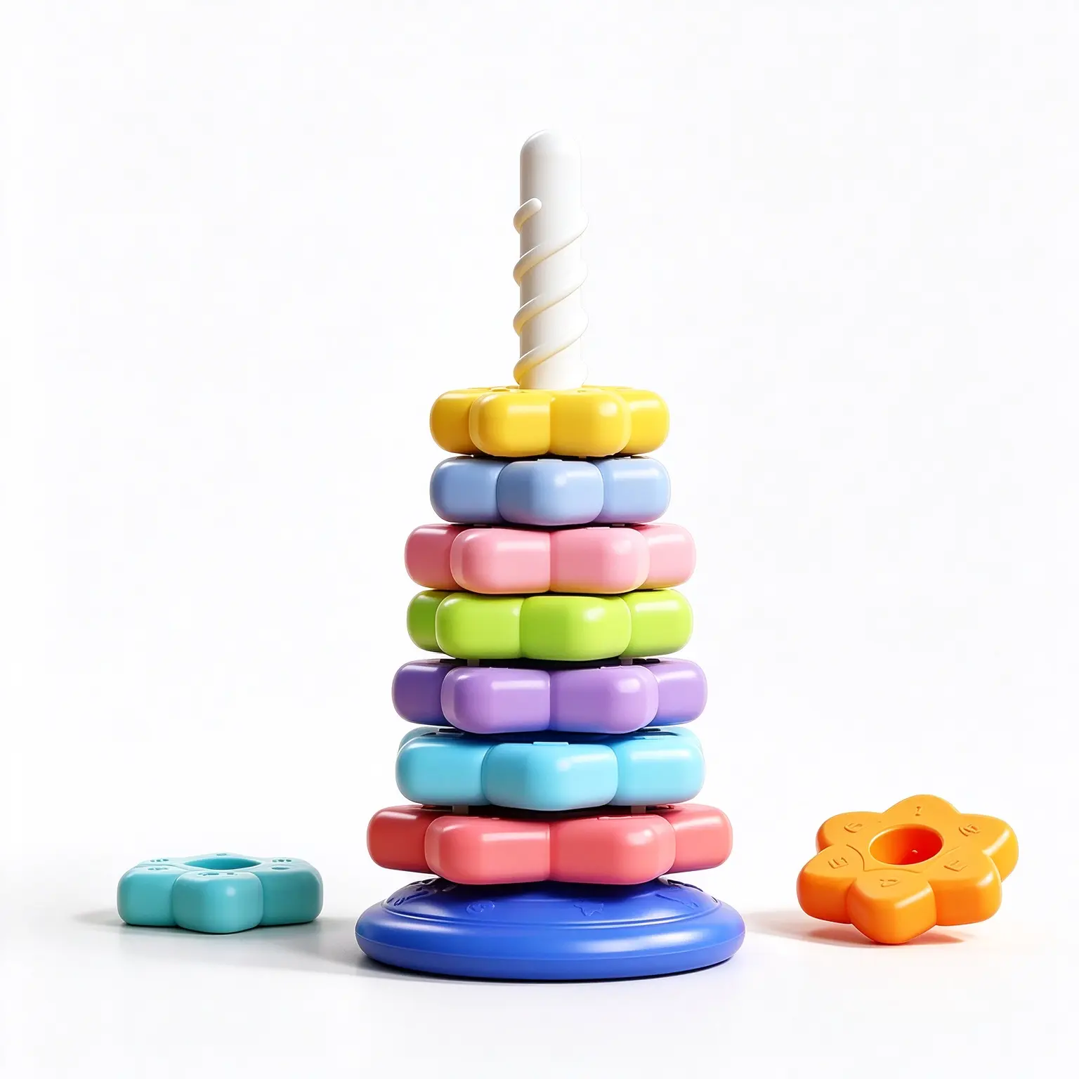 Rainbow Spinning Stacking Tower Toy, Twist Rotating Stackable Rings, Thickened Building Blocks, Color & Logic Learning, Early Educational Sensory Toy, Fun Activity Accessory for Indoor Play