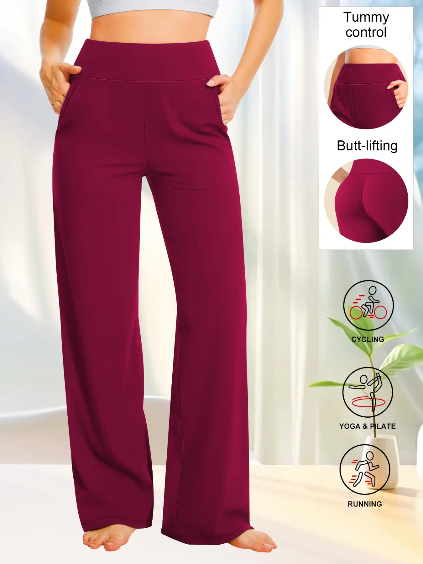 Women's Plus Size Breathable High-Waisted Wide-Leg Yoga Pants, Loose-Fit Workout Bottoms, Casual Sports Bottoms for Running, Gym and Casual Wear, Activewear Pants, Fitness Bottoms