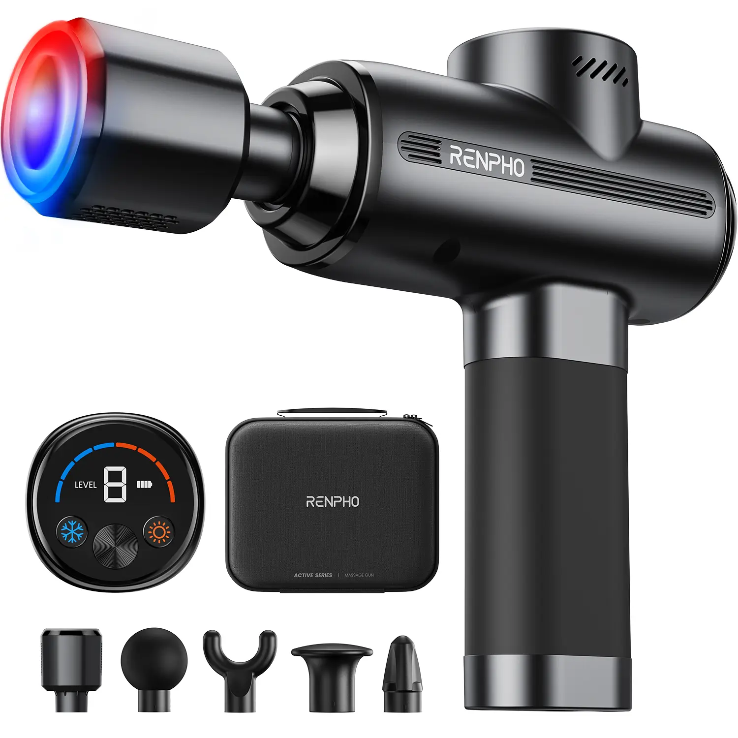 RENPHO Active Thermacool 2 Cordless Therapy Massage Gun - Heat & Cold Functions, USB Rechargeable Handheld Percussion Deep Tissue Massager for Neck Back Muscles, 2026 Upgraded, FSA/HSA Approved Gift for Athletes, Single Item USB Rechargeable Massagers