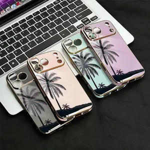Tropical Palm Tree Phone Case， Silhouette Sunset Style for iPhone 17 16 15 14 13 12 11 Plus Pro Max， Nature Lover Gift. a2