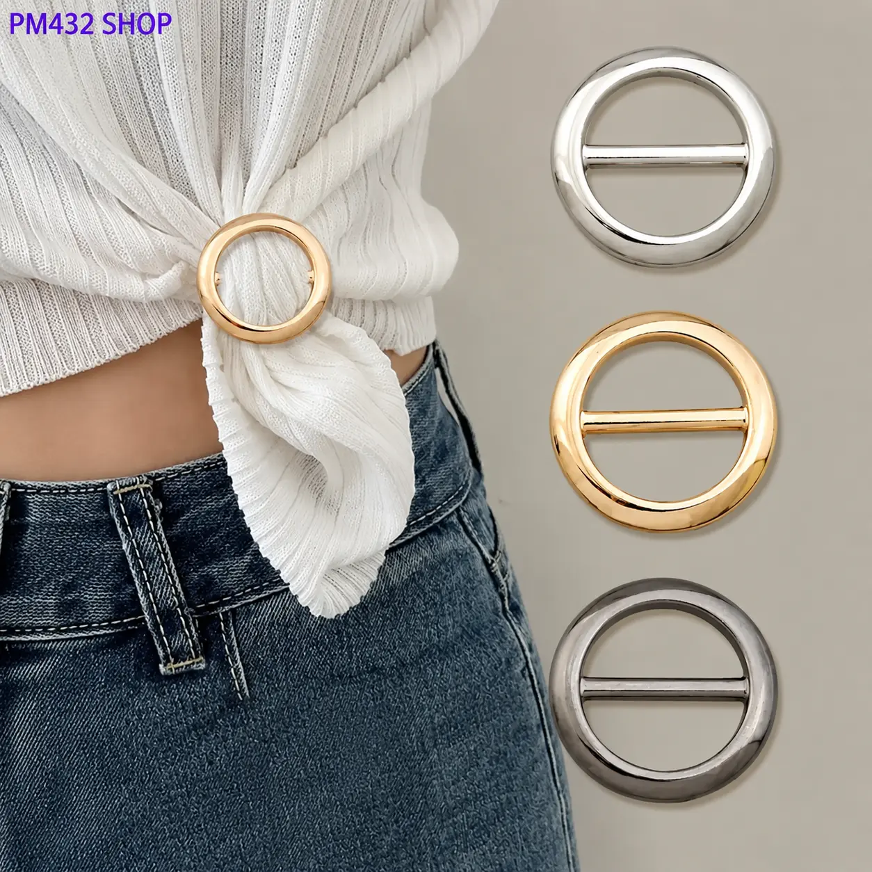 Elegant Scarf Clips Set of 3 – Metal Heart & Circle Fashion Brooches for Women, Multifunctional Buckle Pins for Scarves, T-Shirts & Shawls, Stylish Daily Wear Accessories & Outfit Matching Jewelry