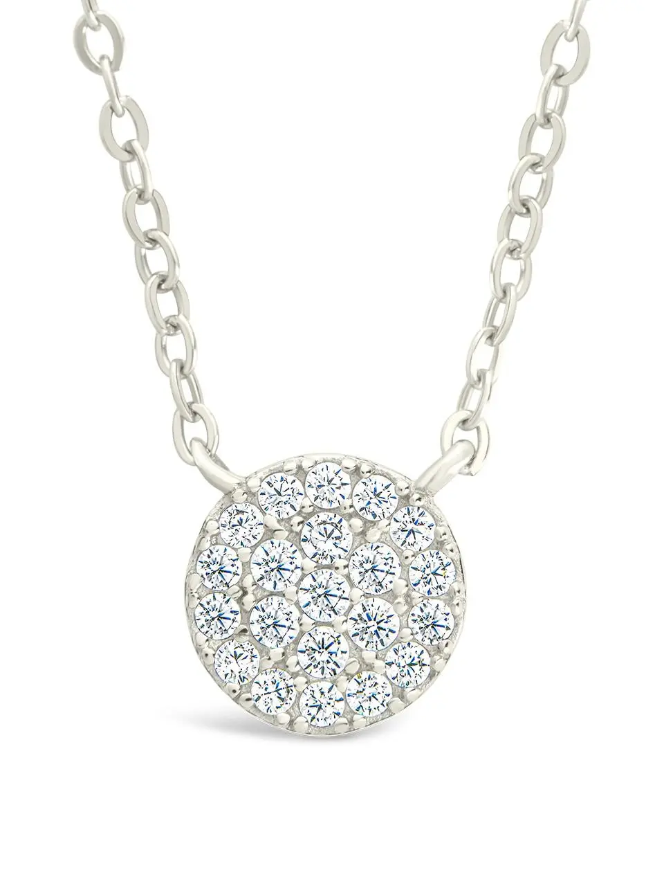 Sterling Silver CZ Disc Pendant Sterling Silver CZ Disc Pendant