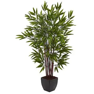 Nearly Natural 4 Ft. Bamboo Silk Tree with Planter